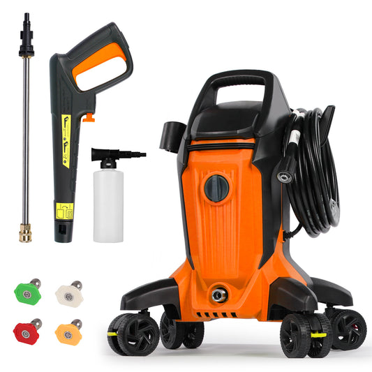 Birtechway Electric Pressure Washer 4000 PSI with Anti Tipping Wheels Orange